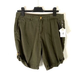 Suko Jeans Roll-Up Bermuda Shorts Lightweight Super Soft Olive Green NWT